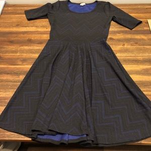 Lula Roe Black and Blue Amelia Dress